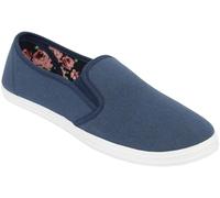 Dr Keller Womens Navy Wide E Fit Slip On Pumps Shoes Ladies Twin Gusset Casual Trainers Size (Navy, UK Footwear Size System, Adult, Women, Numeric, Wide, 4)