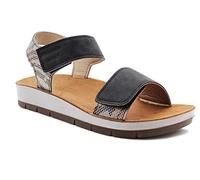 Dr Keller Womens Touch Fasten Twin Strap Metallic Sandals Ladies Flat Casual Fashion Summer Beach Flip Flops (Black, uk_footwear_size_system, adult, women, numeric, medium, numeric_5)
