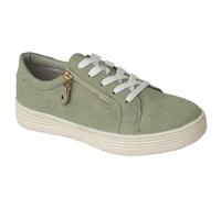 Dr Keller Womens Wide E Fit Casual Flat Lace Up Fashion Trainers Side Zip Fastening Ladies Sneaker Shoes (Green, UK Footwear Size System, Adult, Women, Numeric, Wide, 4)