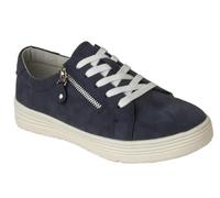 Dr Keller Womens Wide E Fit Casual Flat Lace Up Fashion Trainers Side Zip Fastening Ladies Sneaker Shoes (Navy, UK Footwear Size System, Adult, Women, Numeric, Wide, 3)