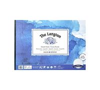Daler-Rowney The Langton Rough 300gsm A2 Watercolour Paper Pad, Glued 1 Side, Acid-free, 12 Natural White Sheets, Ideal for Professional Artists