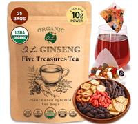 Dr. Lu’s Organic Ginseng Five Treasures Tea Kidney Tea | Ginseng Six Treasures tea for Kidney Cleanse Detox & Repair with ginseng, Maca & More in Corn Fiber Pyramid Bags (No Plastic/Nylon) | Made in