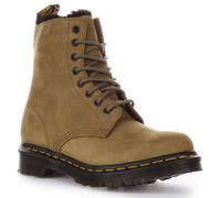 Dr Martens 1460 Serena Fur Leather Ankle Boots Womens In Olive Green Size 3 - 8