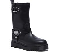 Dr Martens Anistone Tall Pull On Leather Biker Boots, Black, Size 5, Women Black