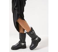 Dr Martens Anistone Hi Knee-High Pull-On Biker Womens Boot Black UK 4 - 10