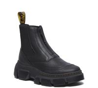 Dr. Martens Platform Chelsea Boots, Black Leather, Thick Sole with Tractor Design, Side Elastic, Black/White, 8 UK