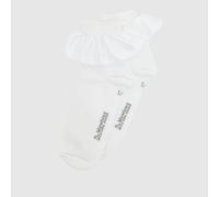 Dr Martens Satin Frill Socks in White & Grey, Frill Detail, Cotton, Size: 3-7 UK 3-7