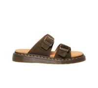 Dr. Martens Suede Sandals with Two Straps, Dark Brown, Rugged Sole, Olive, 9.5 UK