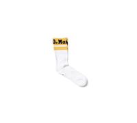 Dr. Martens Unisex Athletic Logo Cotton Blend Sock, White / Yellow, S-M