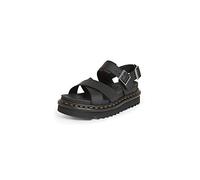 DR MARTENS Womens Cross Strap Sandals, Black Hydro Leather, 4 UK