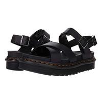 DR MARTENS Womens Cross Strap Sandals, Black Hydro Leather, 4 UK