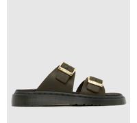 Dr Martens Women's Josef Slide Sandals in Khaki & Black, Leather, Size: 4 UK 4 (EU 37)