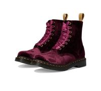 Dr. Martens Women's Vegan 1460 Pascal Velvet 8 Eye Boot Fashion, Cherry Red, 4 UK