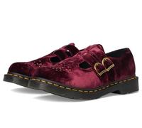 Dr. Martens Women's Vegan 8065 Mary Jane Flat, Cherry Red Velvet, 8