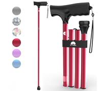 Dr. Maya Folding Walking Stick for Women and Men - Adjustable Collapsible Walking Cane with Soft T Handle and Carry Bag - Lightweight Foldable Walking Stick for Seniors, Supports 113 kg
