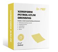 Dr.Med Xeroform Petrolatum Plasters, 2" x 2", 25 per box, Non Adherent Gauze Dressings for Minor or Partial Burns, Cracks, Receiving Sites