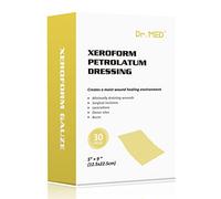 Dr.Med Xeroform Petrolatum Plasters, 5" x 9", 30 per box, Non Adherent Gauze Dressings, for Minor or Partial Burns, Cracks, Receiving Sites