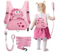Dr.meter 3 in 1 Toddler Harness Leash, with 1.2M Anti Lost Wrist Link Cute Dinosaur Kids Safety Harness with Key Lock Child Walking Tether Strap Toddler Reins for Boys and Girls under 5 Years (Pink)