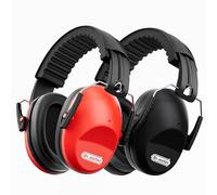 Dr.meter Children Ear Defenders SNR 27dB Protective Earmuffs with Noise Blocking Ear Muffs for Sleeping & Studying - Adjustable Head Band (Black+Red), 3-16 Years Old