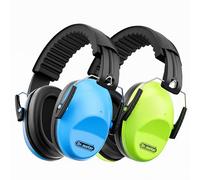 Dr.meter Children Ear Defenders SNR 27dB Protective Earmuffs with Noise Blocking Ear Muffs for Sleeping & Studying - Adjustable Head Band (Green+Blue), 3-16 Years Old