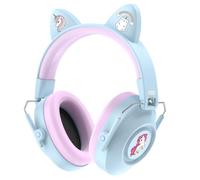 Dr.meter Ear Defenders for Kids, 32dB SNR Super Cute Ear Protection Ear Muffs for Autism Sensory, Hearing Protection Earmuff for Monster Jam Concert Firework with Stickers For DIY Light Blue+Purple