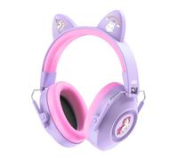 Dr.meter Ear Defenders for Kids, 32dB SNR Super Cute Ear Protection Ear Muffs for Autism Sensory, Hearing Protection Earmuff for Monster Jam Concert Firework with Stickers For DIY Light Purple+Pink