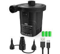Dr.meter Electric Air Pump, Quick-Fill Electric Rechargeable Inflator for Inflating/Deflating Inflable Boat, Mattress, Paddling pool for camping, 3 Nozzle Included (BLUE)
