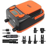 Dr.meter Electric SUP Pump, 6000 mAh Rechargeable Paddle Board Pump Dual Stage Auto Off Air Pump with Battery, 2 USB Ports, 6 Nozzles and Storage Bag for SUPs, Kite, Tent, Mattress, Kayaks