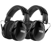 Dr.meter Hearing Protection Ear Muffs, 31dB Noise Reduction Safety Earmuffs with Adjustable Headband for Adults Kids Autism Sensory, Ear Muff for Yard Work, Mowing or Hunting -Pure Black 2 Pack