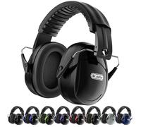 Dr.meter Hearing Protection Ear Muffs, 31dB Noise Reduction Safety Earmuffs with Adjustable Headband for Adults Kids Autism Sensory, Ear Muff for Yard Work, Mowing or Hunting -Pure Black