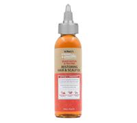 Dr. Miracle's Strong & Healthy Restoring Hair & Scalp Oil. Contains Black Castor Oil, Tea Tree Oil and Mango Butter providing 2x more moisture to prevent dry hair and scalp.
