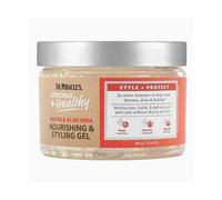 Dr. Miracle's Strong & Healthy Nourishing & Styling Gel. Contains Aloe Vera and Olive Oil to moisturize hair and reduce irritation