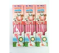 Dr Moo Magic Milk Magic Sipper Straws. Strawberry Flavour 3 x Packs (30 straws), 10 Count (Pack of 3)