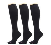 Dr. Motion 3 Pairs Therapeutic Graduated Compression Women's Knee-hi Socks, Pack-black, One size