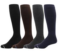 Dr. Motion 4 Pairs Mens Knee High Socks Athletic Traveler Graduated Compression Pack Mix Solids One Size