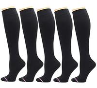 Dr. Motion 5 Pairs Therapeutic Graduated 8-15mmHg Compression Women's Knee-hi Socks, Pack-black, One Size