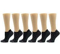 Dr. Motion 6 Pairs Womens Compression Socks Arch Support Cushioned Breathable, Black dots, One Size