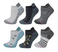 Dr. Motion 6 Pairs Women's Compression Socks Low Cut Breathable Padded Socks, Assortment P, 9-11