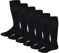 Dr. Motion Men's Knee High Compression Socks 8-15 mmHg (6 Pairs Pack), Black, 10-13