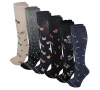 Dr. Motion Women 6 pairs pack everyday Graduted compression knee high socks, Assorted#bf, 9-11