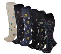 Dr. Motion Women 6 pairs pack everyday Graduted compression knee high socks, Assorted #C