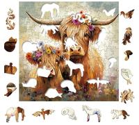Dr. MUYA Wooden Puzzle for Adults, Small Cow Pattern, 30 x 30 cm, 150 Pieces, Irregular Shape, Unique Game Principle, with Exquisite Wooden Gift Box, Ideal Easter Gifts