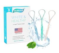 Dr. Nick’s White & Healthy Tongue Scraper (3 pack), Dentist Designed to Cure Bad Breath, Easy to Use Plastic Tounge Scraper Cleaner Maintains Oral Care for Adults (Red White & Green)