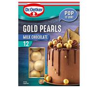 Dr. Oetker 12 Milk Chocolate Gold Pearls Cake Decorations, Pack of 8 x 36g