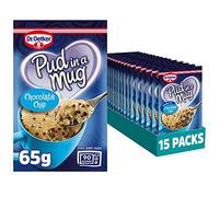 Dr. Oetker Chocolate Chip Pud in a Mug, 65g Each, Pack of 15 - Microwave Pudding Cake Mix for Baking, Suitable for Kids Bakes, Store Cupboard Essentials with Choc Chips
