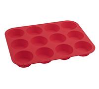 Dr. Oetker Flexible Love Muffin Mould for Muffins, Baking Mould Made of High-Quality Platinum Silicone, Mould with Non-Stick Properties, Pack of 12, 34 x 26 x 3 cm (Colour: Red)
