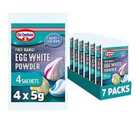 Dr. Oetker Free Range Egg White Powder Sachets,140g, Pack of 7x(4x5g) - baking ingredients for store cupboard suitable for vegetarians, kids bakes, meringues, cakes, one sachet equals one egg