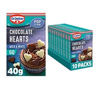 Dr. Oetker Milk and White Chocolate Hearts, 40 g, Pack of 10
