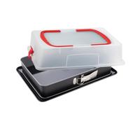 Dr. Oetker Rectangular springform pan with serving base and cover 43.5 x 29.5 x 10.5 cm baking idea - Square baking pan with cut-proof & scratch-resistant flat bottom & enamel coating - cake baking pan with non-stick coating