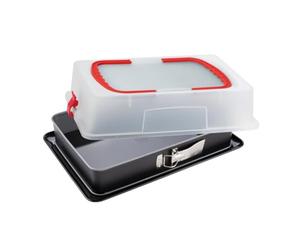 Dr. Oetker Rectangular springform pan with serving base and cover 43.5 x 29.5 x 10.5 cm baking idea - Square baking pan with cut-proof & scratch-resistant flat bottom & enamel coating - cake baking pan with non-stick coating